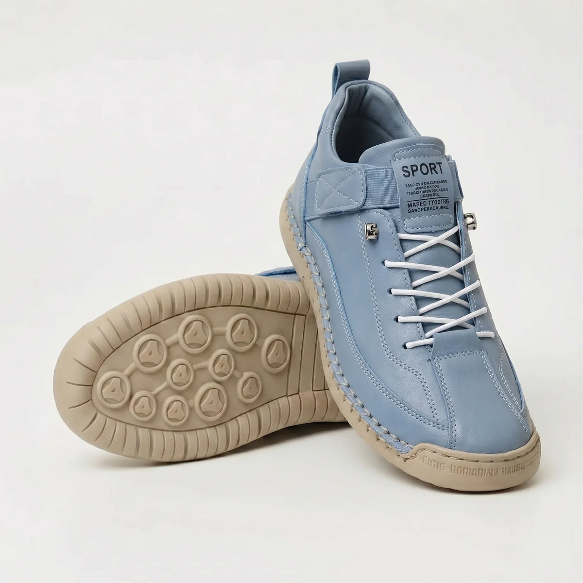 Paola, sneakers basse con chiusura a strappo e lacci elastici, azzurro chiaro