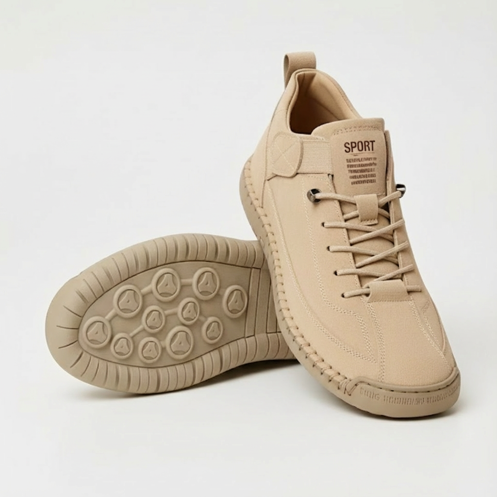 Paola, sneakers basse con chiusura a strappo e lacci elastici, beige