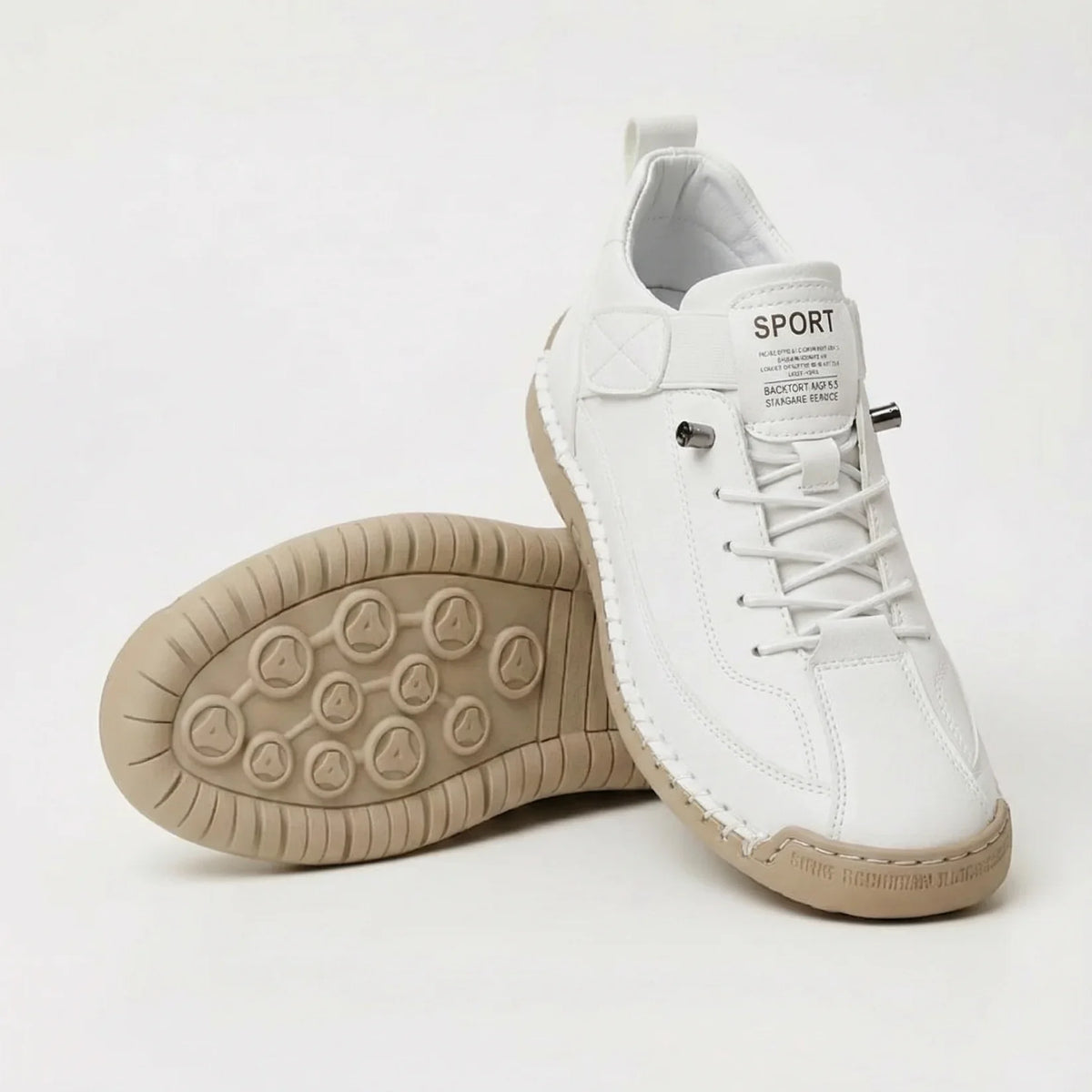 Paola, sneakers basse con chiusura a strappo e lacci elastici, bianco