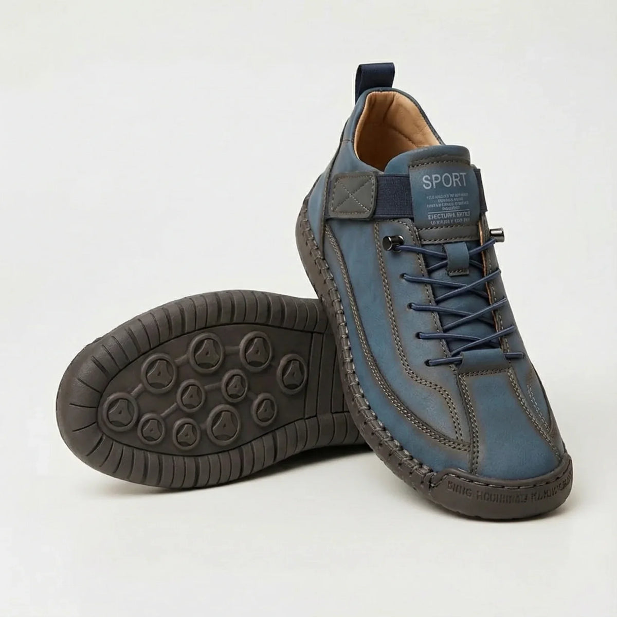 Paola, sneakers basse con chiusura a strappo e lacci elastici, blu denim