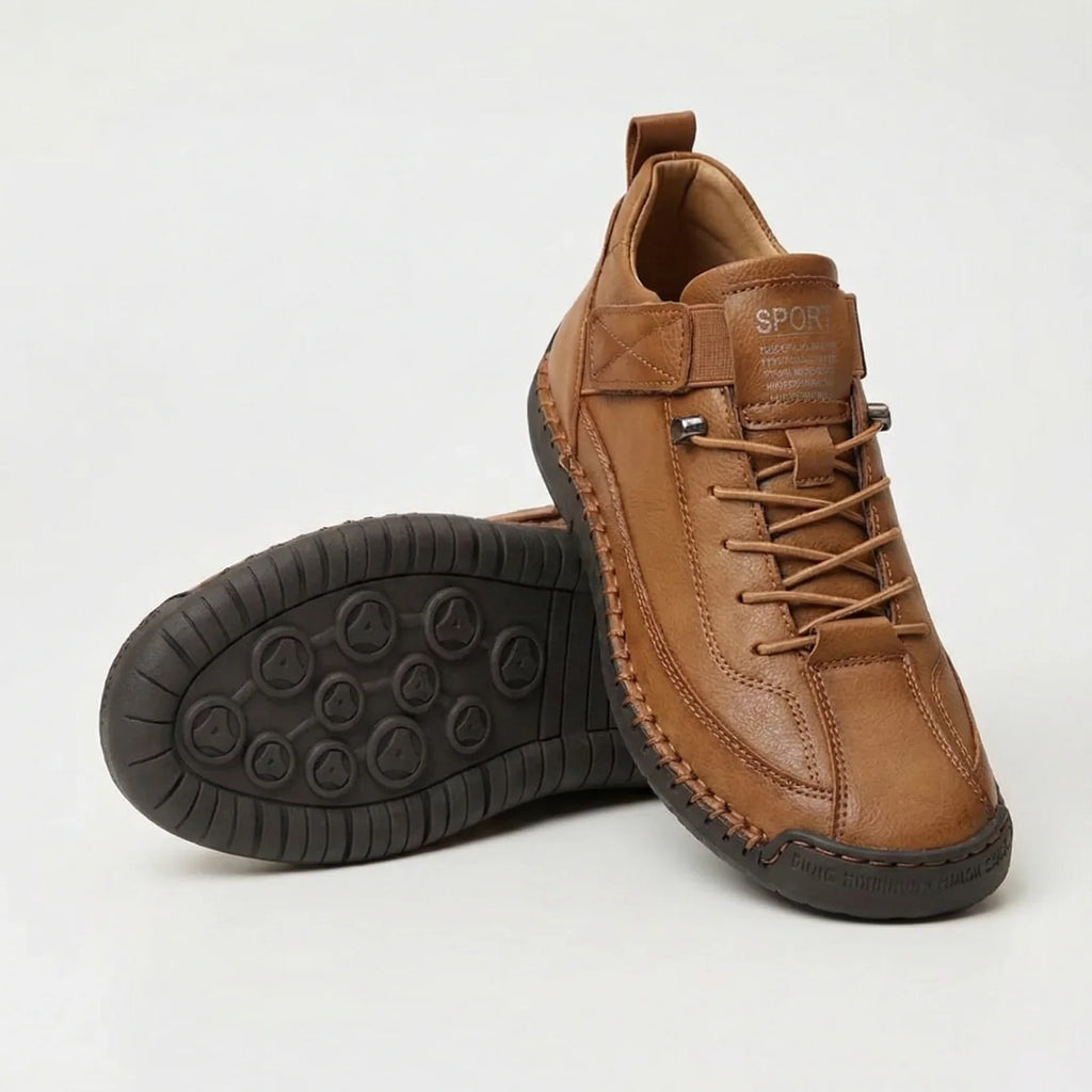 Paola, sneakers basse con chiusura a strappo e lacci elastici, caramello