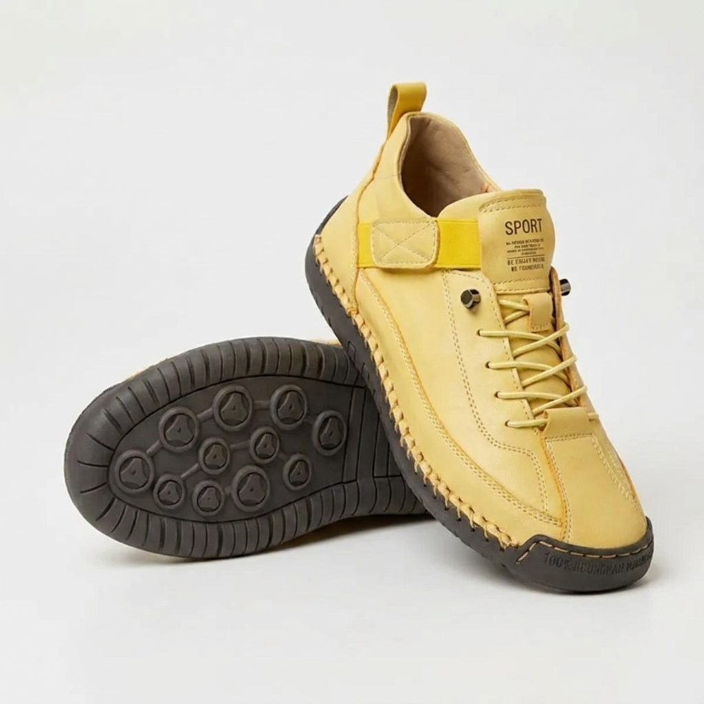 Paola, sneakers basse con chiusura a strappo e lacci elastici, giallo