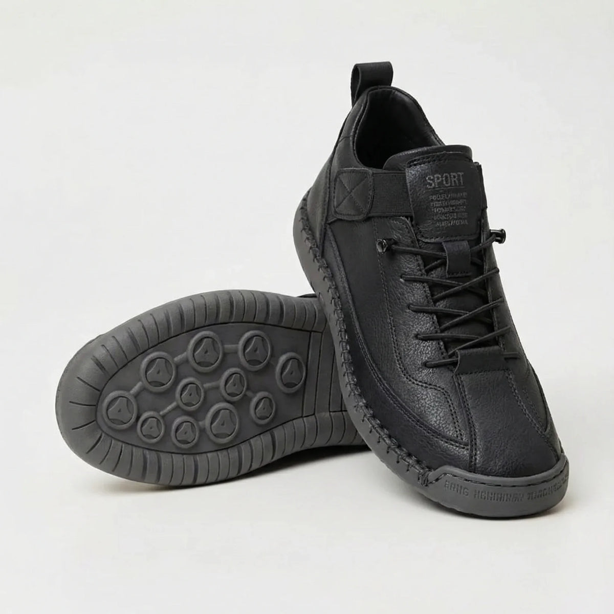 Paola, sneakers basse con chiusura a strappo e lacci elastici, nero