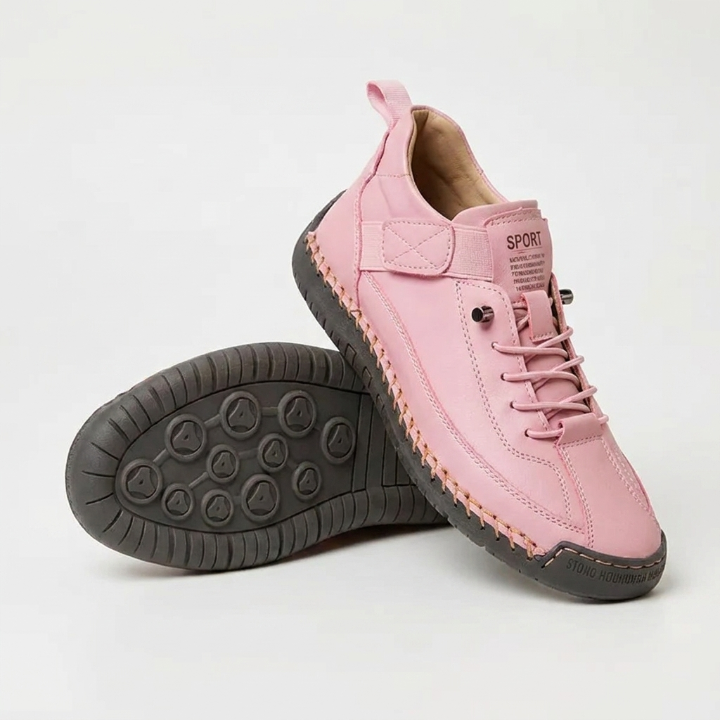 Paola, sneakers basse con chiusura a strappo e lacci elastici, rosa