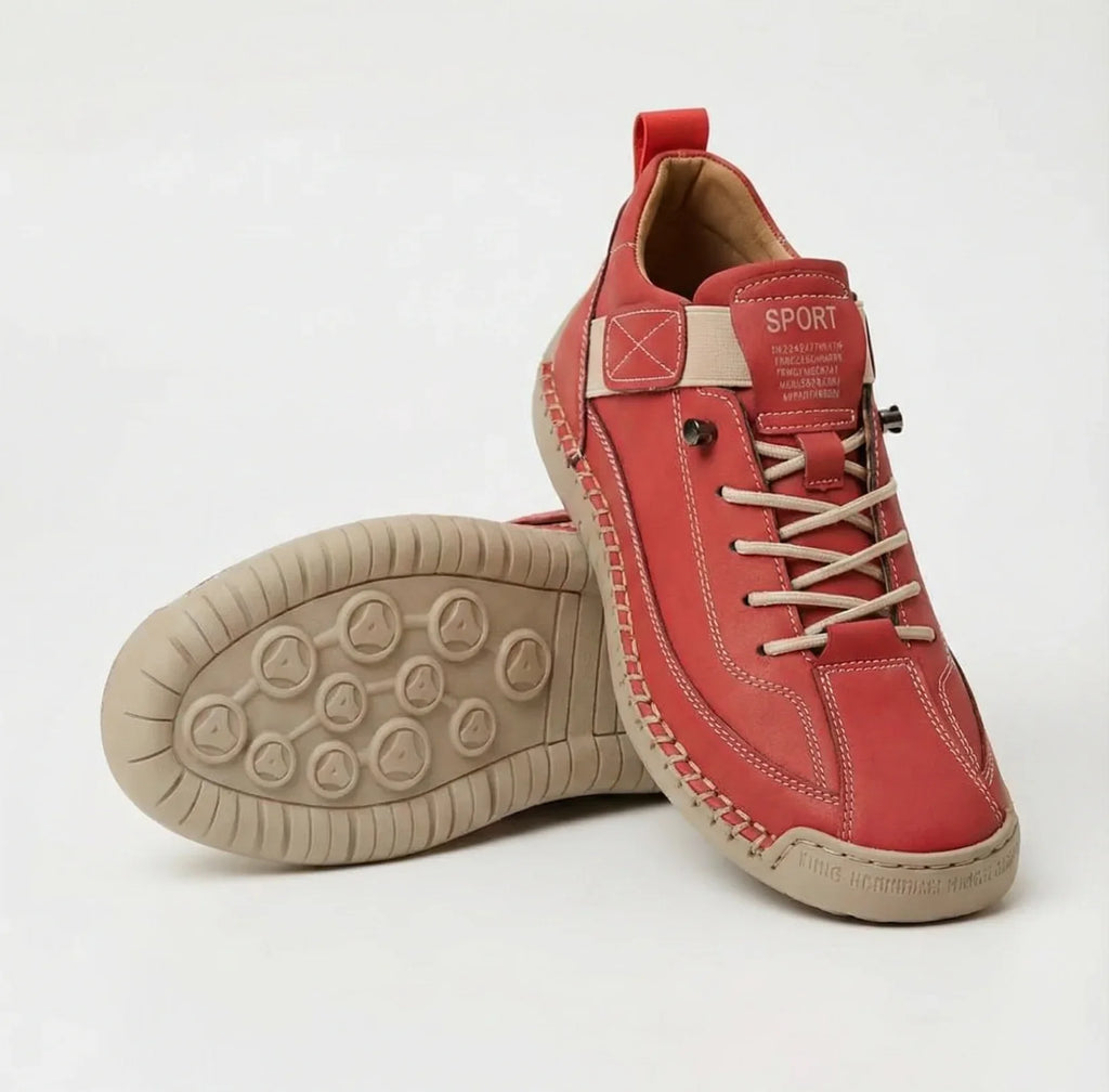 Paola, sneakers basse con chiusura a strappo e lacci elastici, rosso