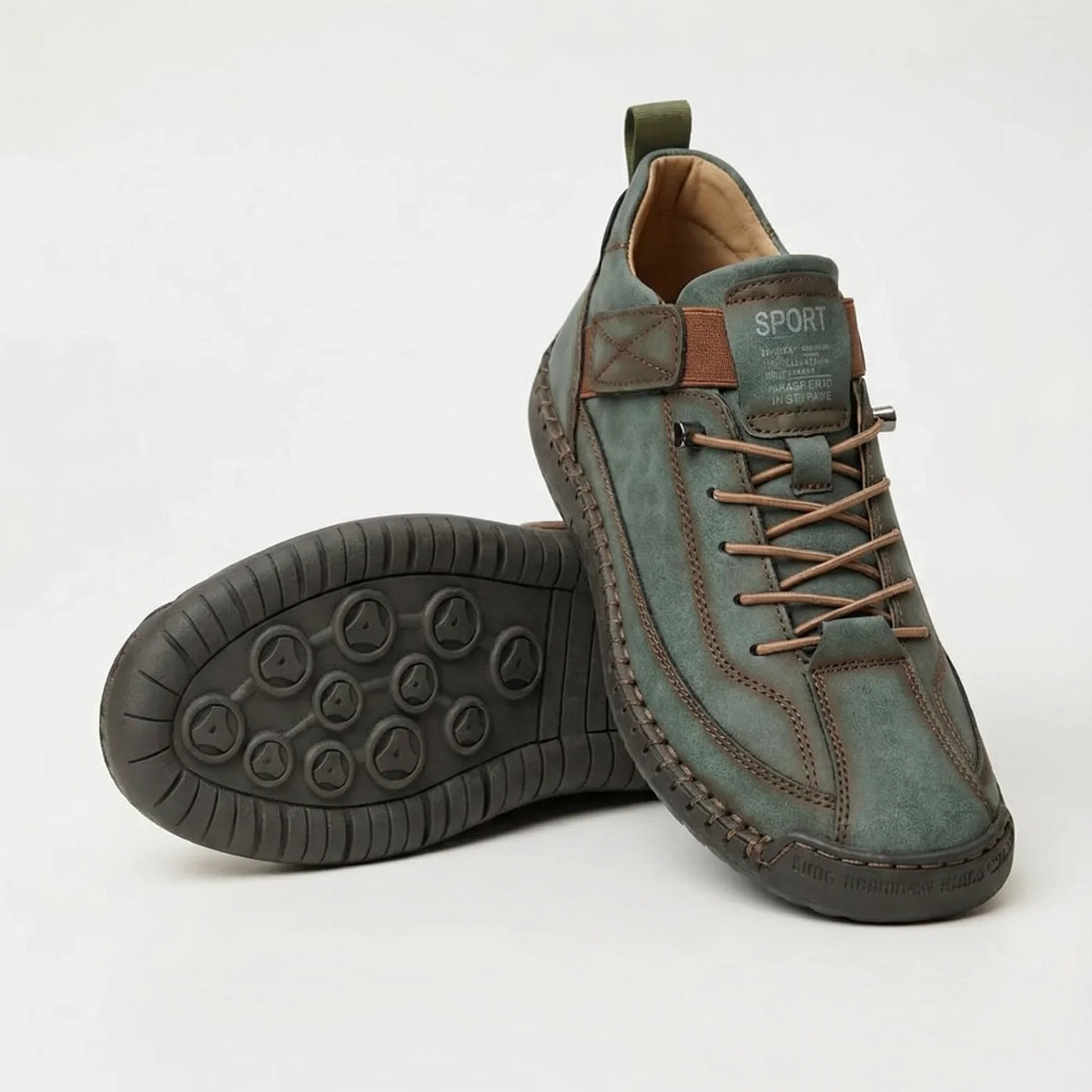 Paola, sneakers basse con chiusura a strappo e lacci elastici, verde militare