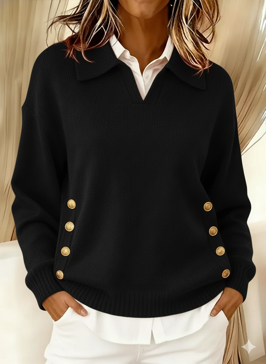 Lavinia | Maglione polo con bottoni dorati