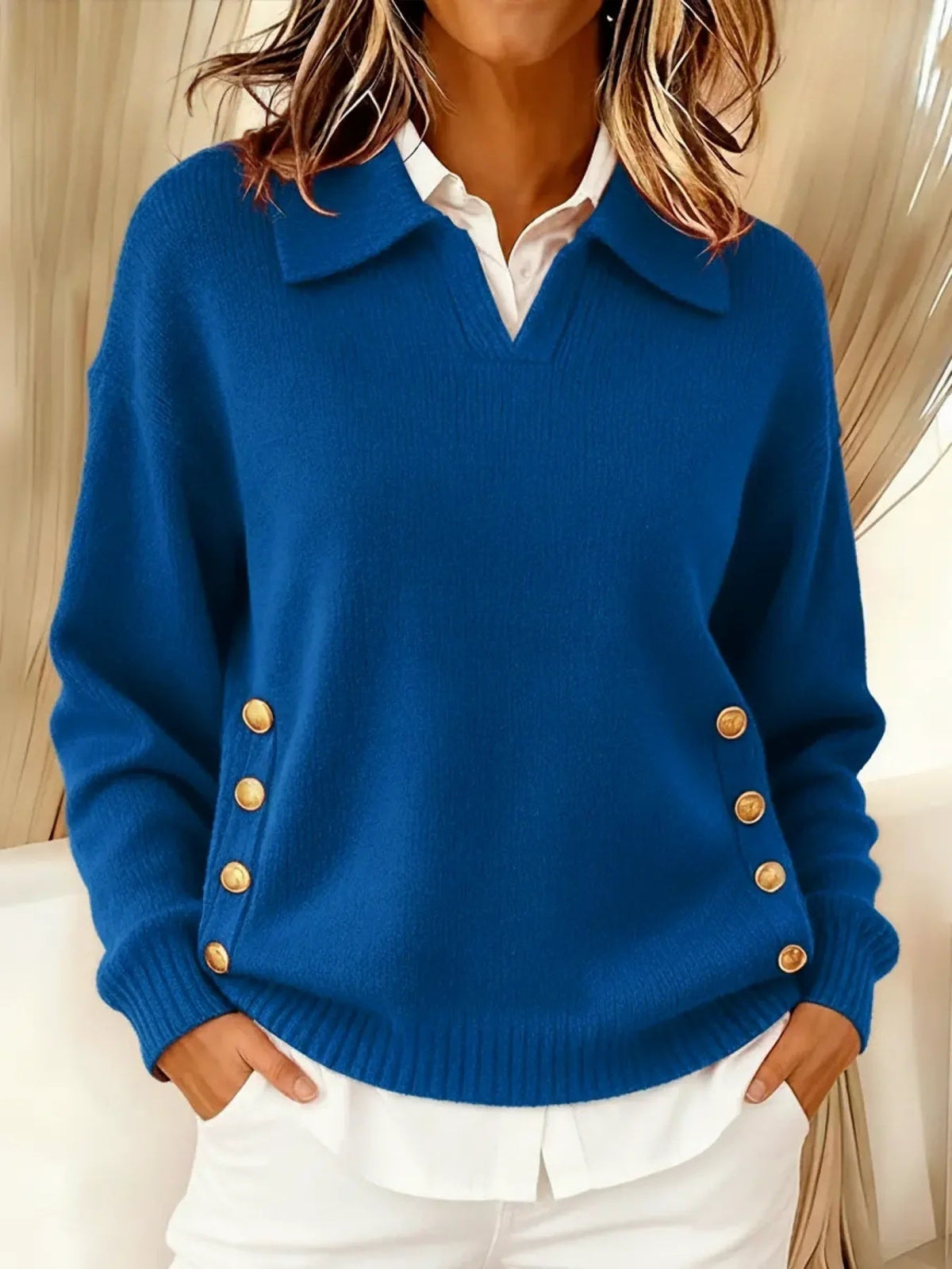 Lavinia | Maglione polo con bottoni dorati