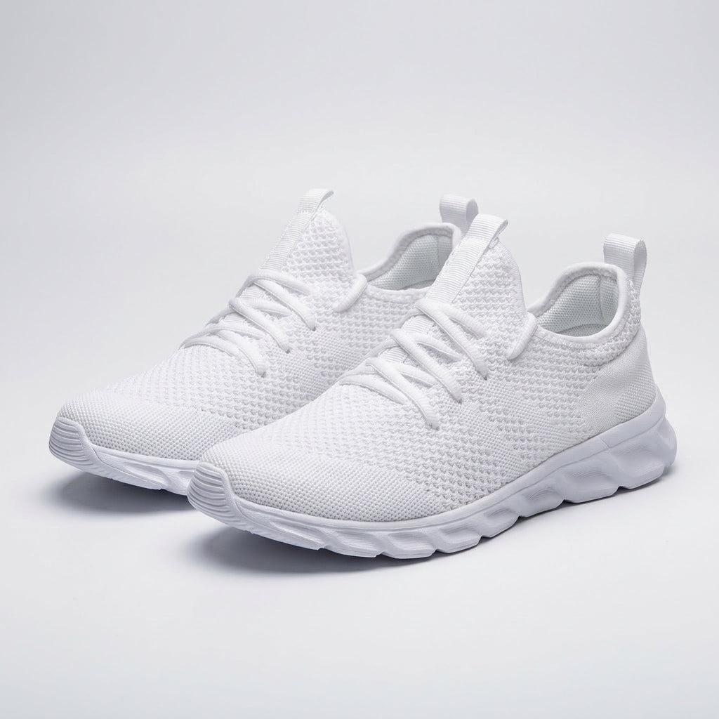 Monica | Sneakers leggere in maglia con lacci - Bianco