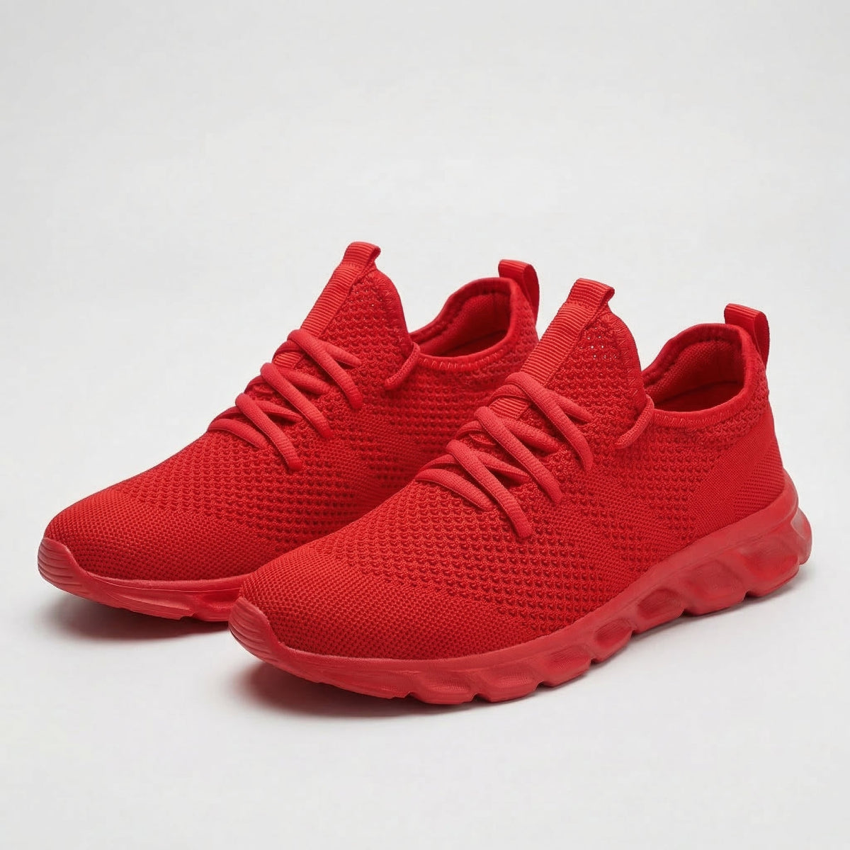 Monica | Sneakers leggere in maglia con lacci - Rosso
