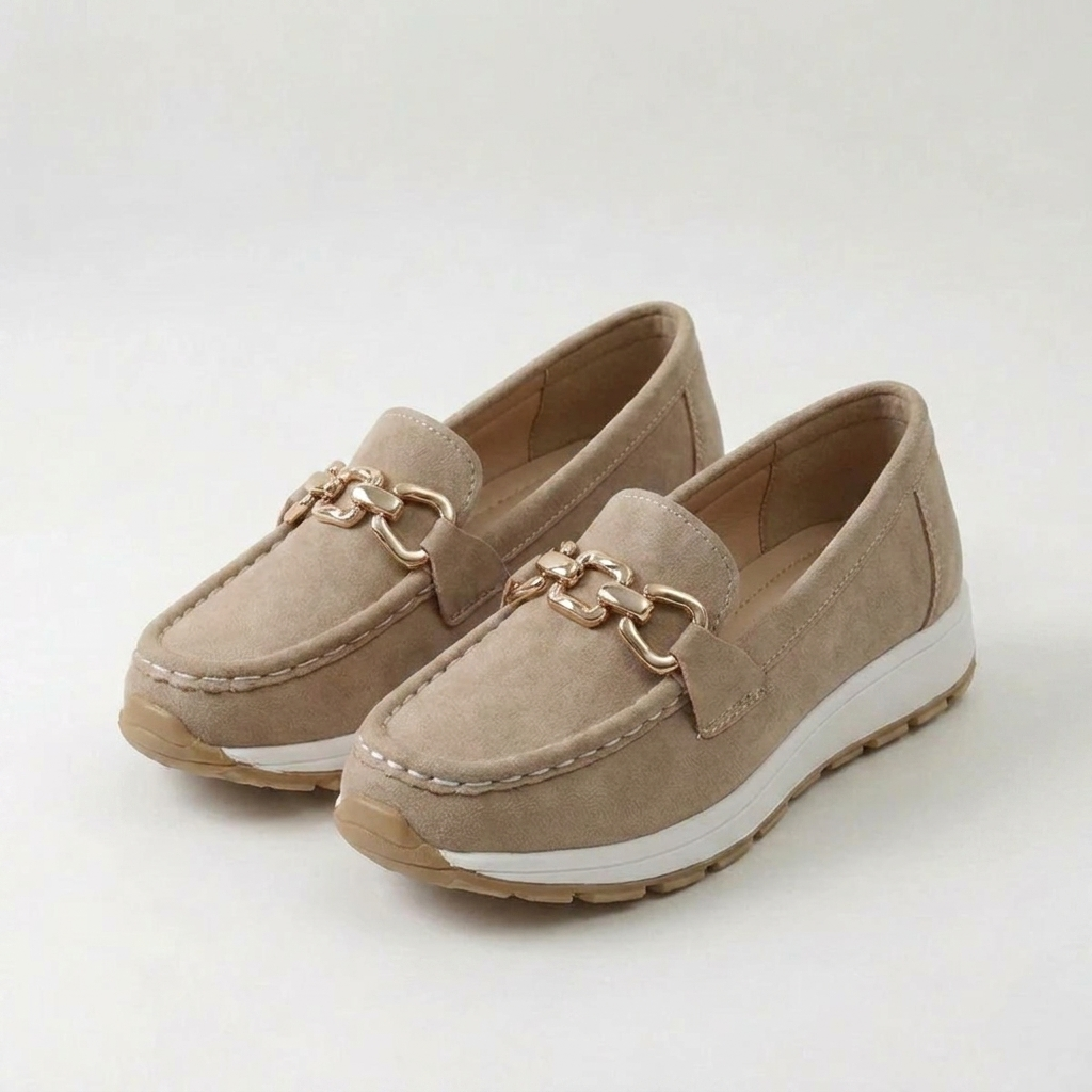Miriam | Mocassini effetto camoscio con morsetto e suola sneaker