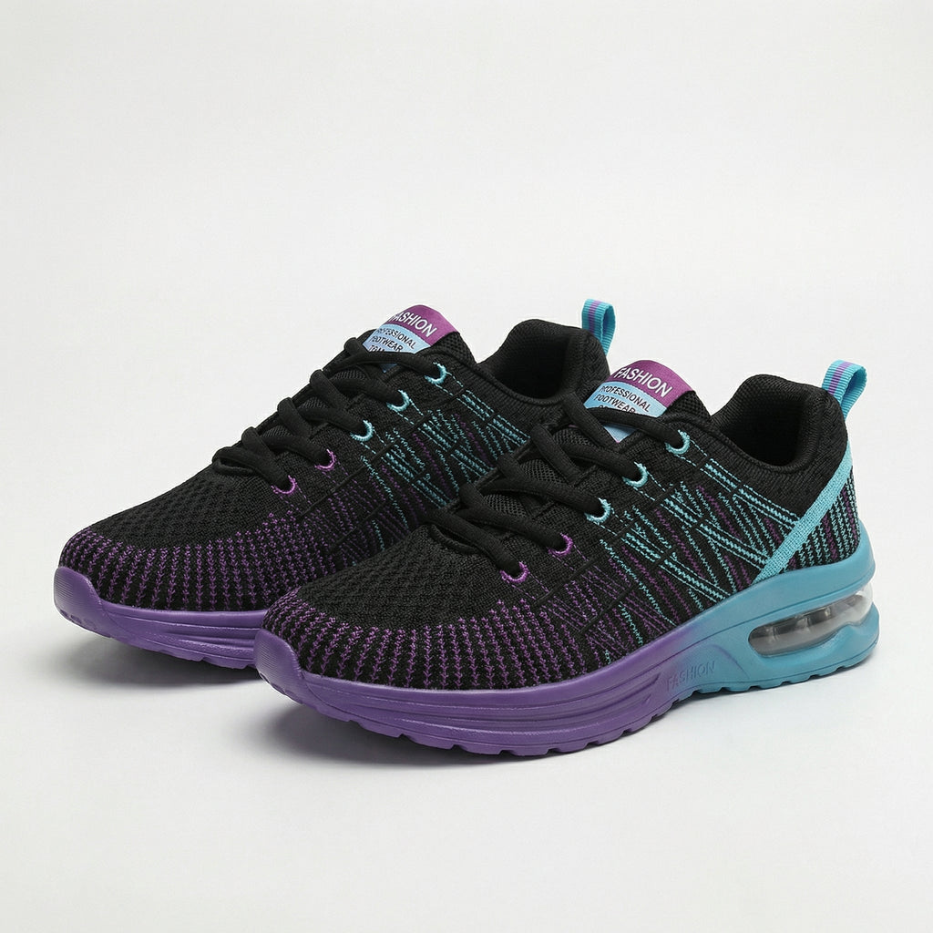 Patrizia | Sneakers in maglia sfumata con suola ad aria - Nero e viola