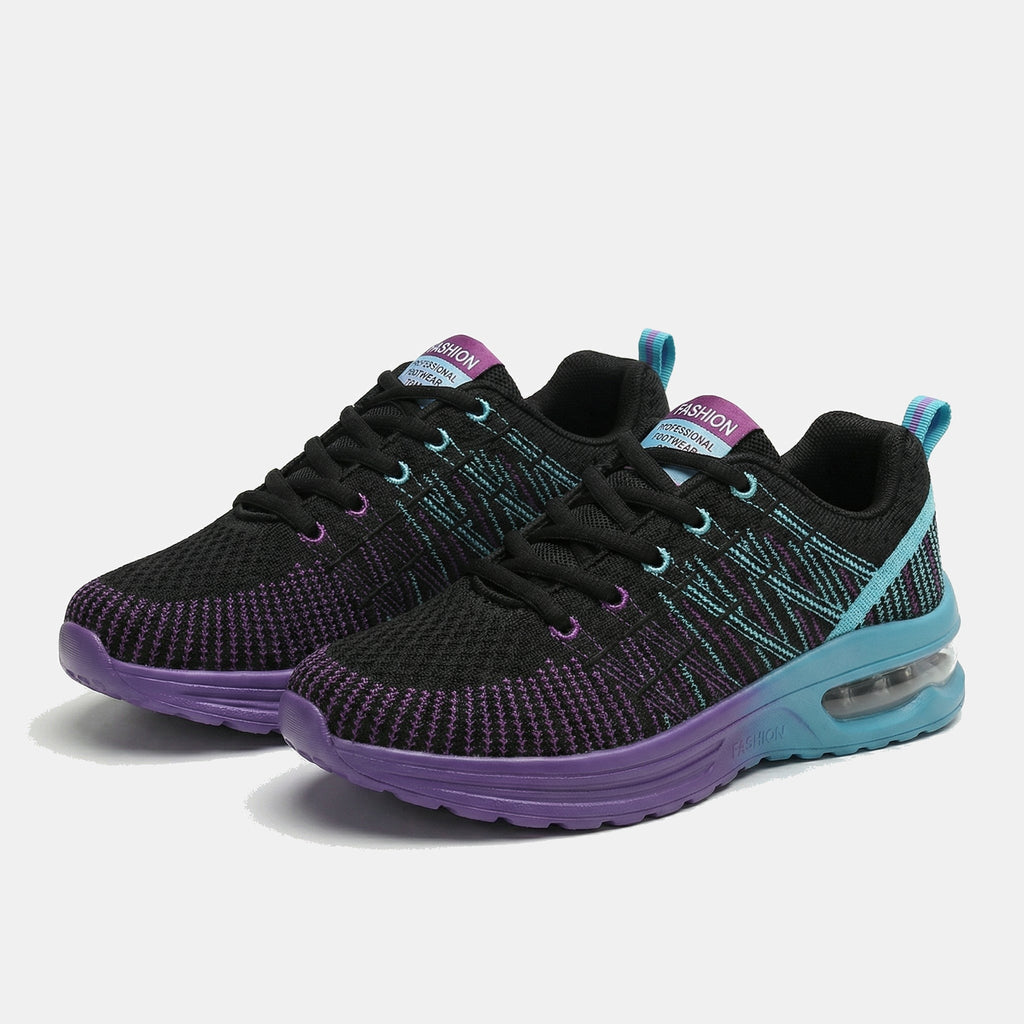 Patrizia | Sneakers in maglia sfumata con suola ad aria - Nero e viola