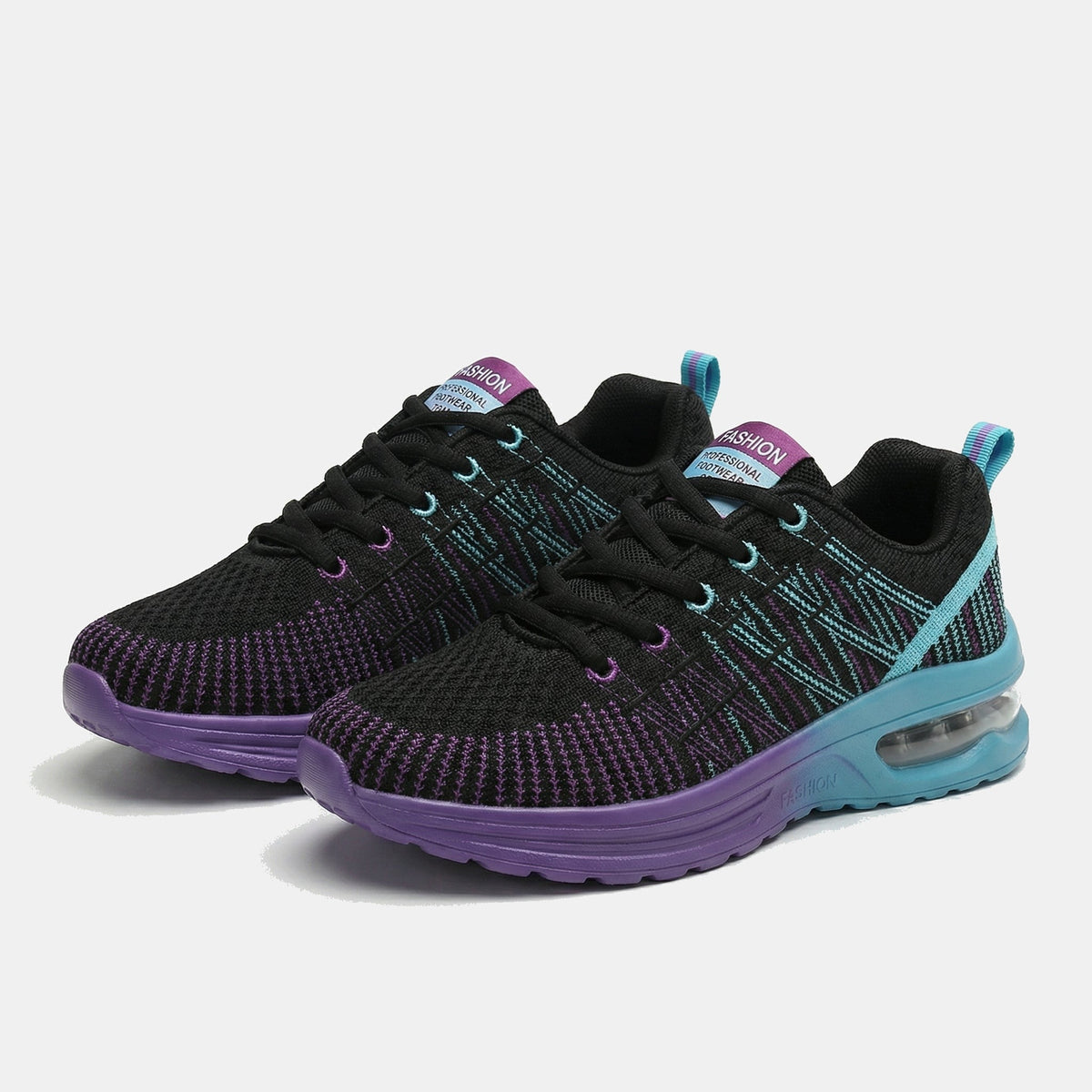 Patrizia | Sneakers in maglia sfumata con suola ad aria - Nero e viola