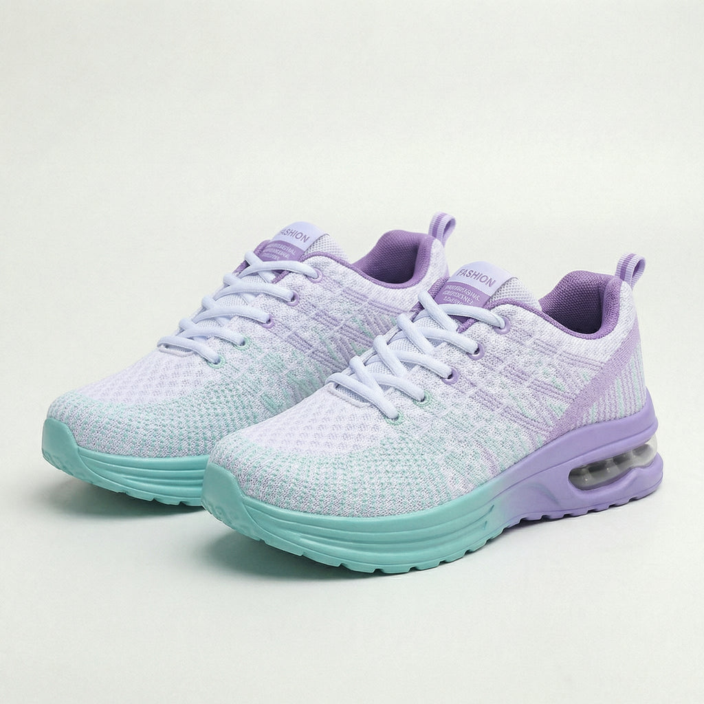 Patrizia | Sneakers in maglia sfumata con suola ad aria - Lilla e turchese