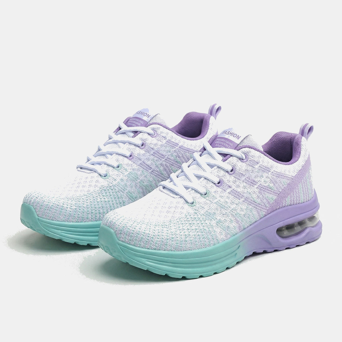 Patrizia | Sneakers in maglia sfumata con suola ad aria - Lilla e turchese