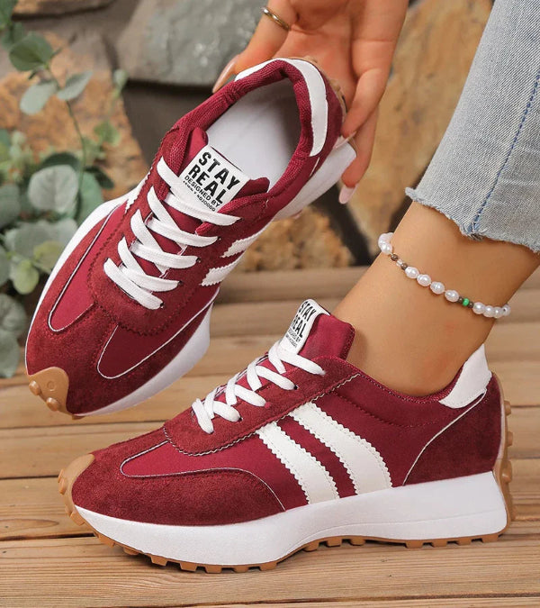Fabiana | Sneakers rétro con bande a contrasto - Rosso scuro
