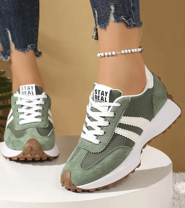 Fabiana | Sneakers rétro con bande a contrasto - Verde salvia