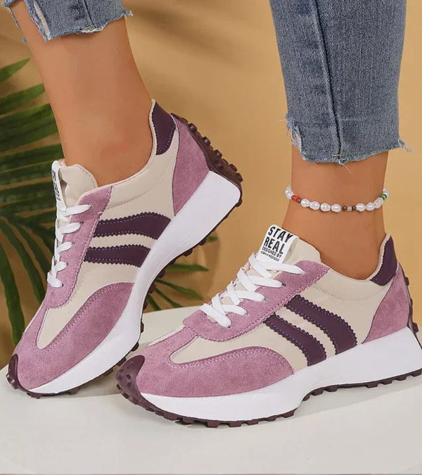 Fabiana | Sneakers rétro con bande a contrasto - Malva