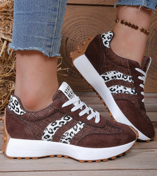 Fabiana | Sneakers rétro con bande a contrasto - Leopardo marrone