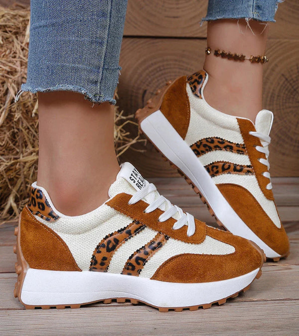 Fabiana | Sneakers rétro con bande a contrasto - Leopardo cammello