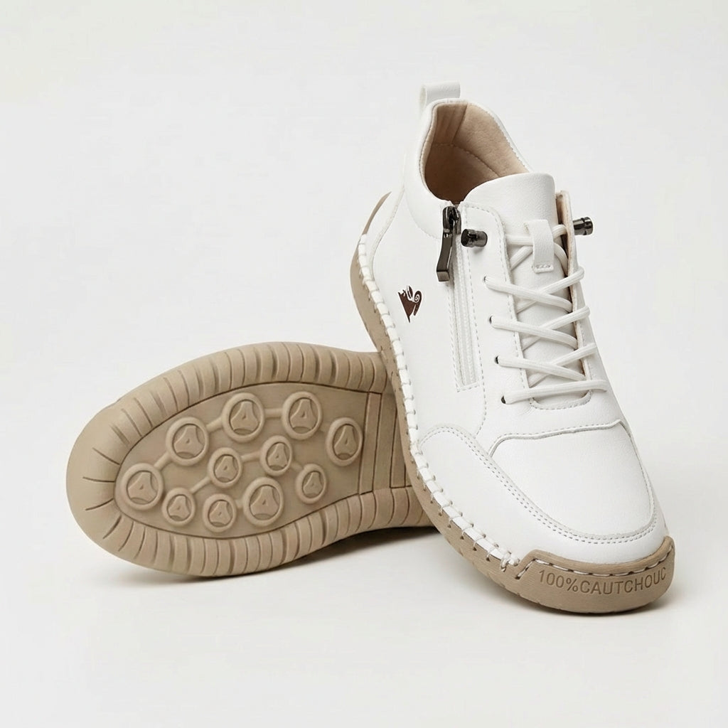 Francesca | Sneakers con zip laterale e lacci elastici - Bianco