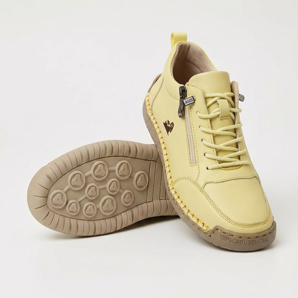 Francesca | Sneakers con zip laterale e lacci elastici - Giallo chiaro