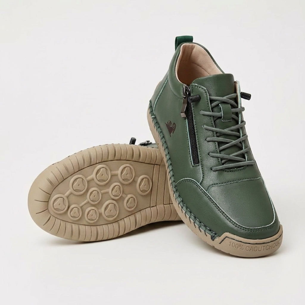 Francesca | Sneakers con zip laterale e lacci elastici - Verde bosco