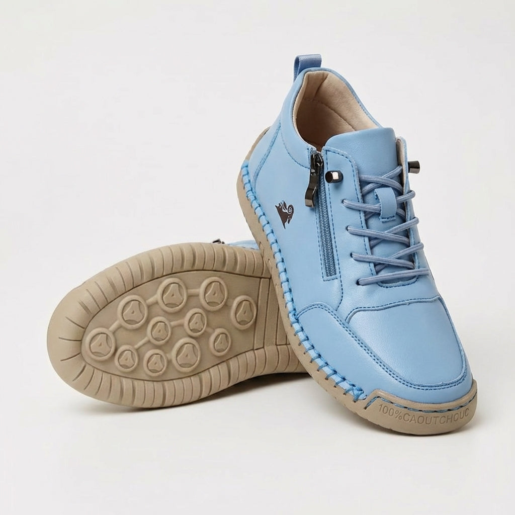 Francesca | Sneakers con zip laterale e lacci elastici - Azzurro chiaro
