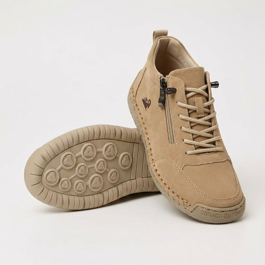 Francesca | Sneakers con zip laterale e lacci elastici - Cammello