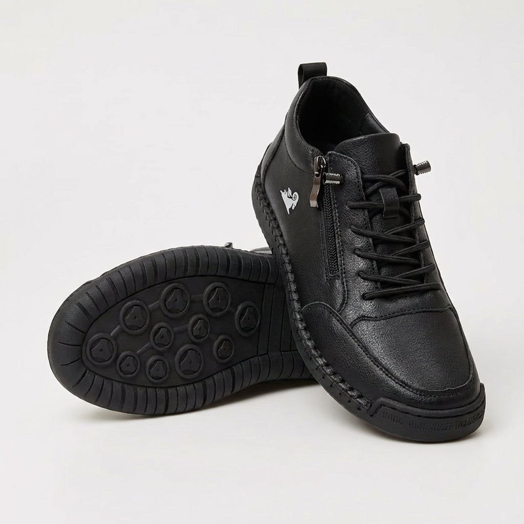 Francesca | Sneakers con zip laterale e lacci elastici - Nero