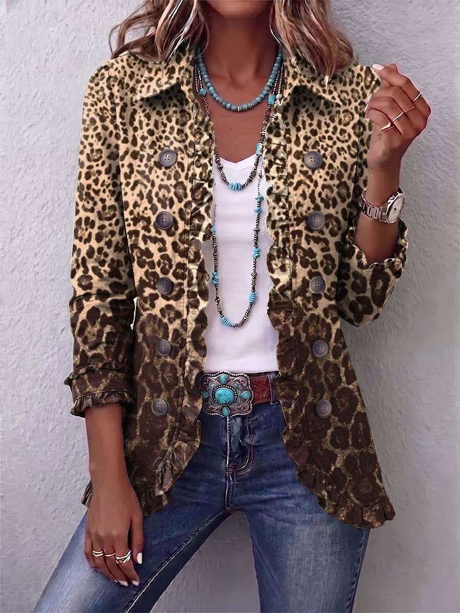 Gina | Giacca leopardata con volant