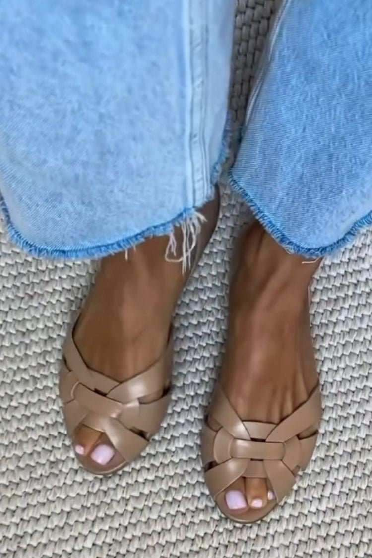 Sabrina | Sandali intrecciati color cognac