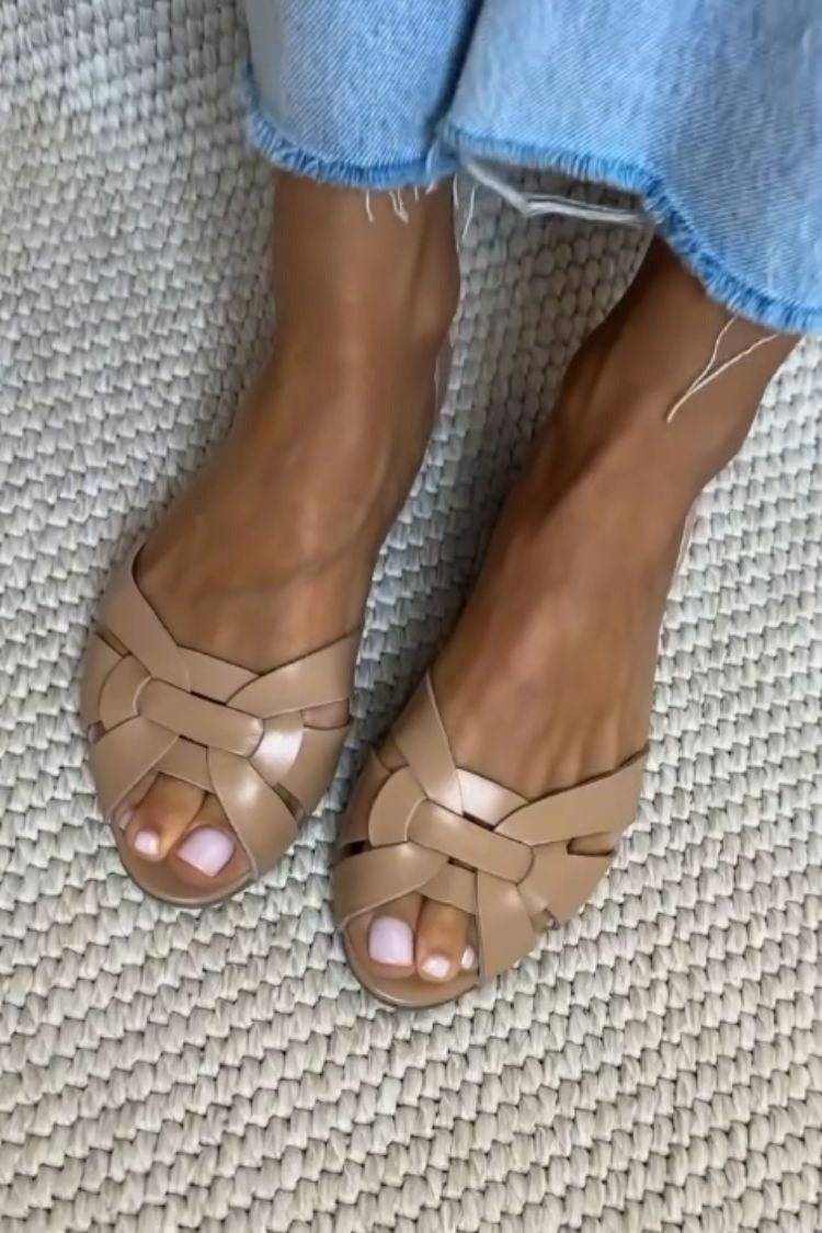 Sabrina | Sandali intrecciati color cognac